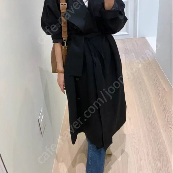 [BUNJANG] YUMER Trench Coat Black / 유메르 스타벅스 트렌치 블랙