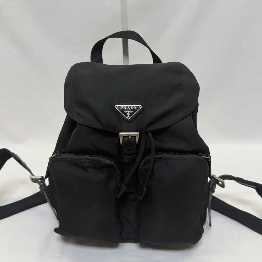 [BUNJANG] Prada Pocono Nylon Two-Pocket Small Backpack Black / 정품 프라다 포코노 나일론 투포켓 스몰 백팩 블랙