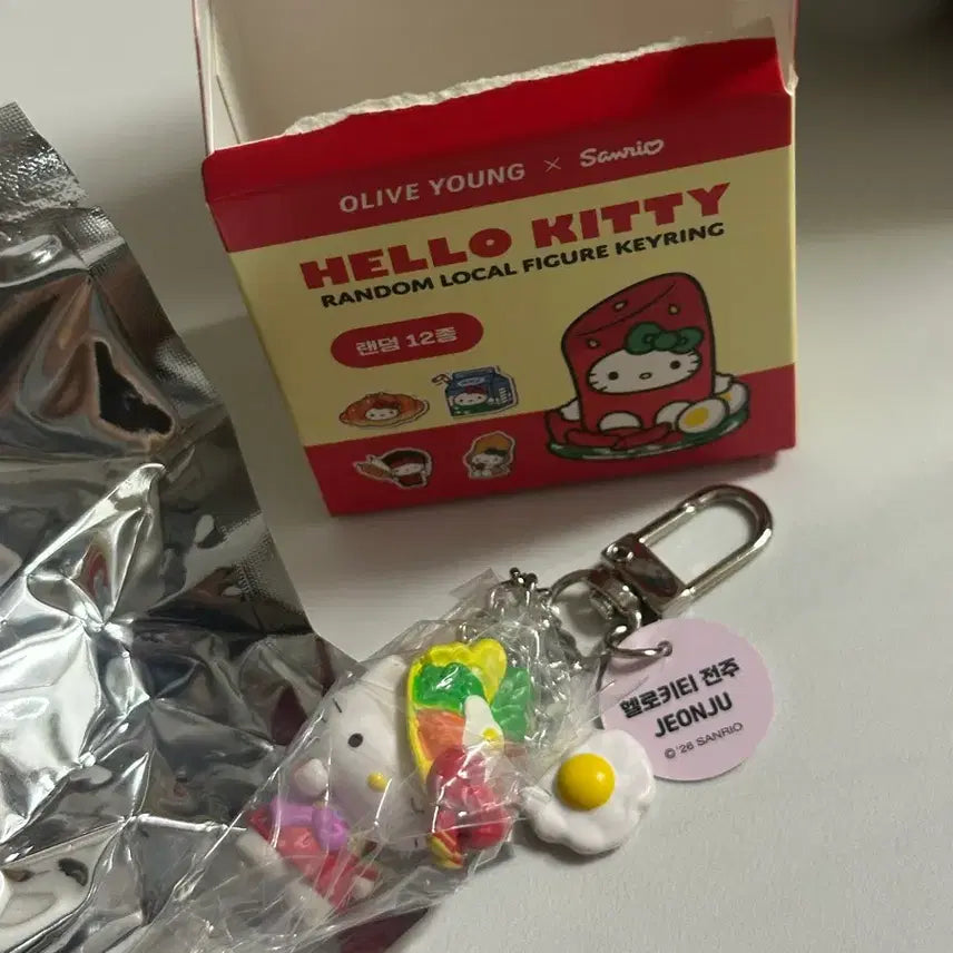 [BUNJANG] Hello Kitty Jeonju Bibimbap Figure Keyring / 새상품)올리브영 텐바이텐 지역 헬로키티 피규어 키링 전주 비빔밥