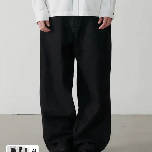 [BUNJANG] Noun Wide Denim Pants (Black) / 노운 와이드 데님 팬츠 (black) 1사이즈