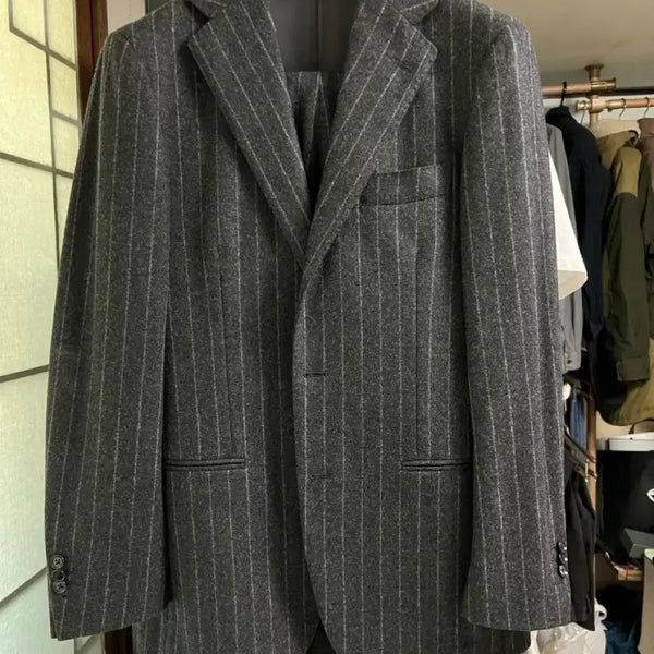 [BUNJANG] Ring Jacket Canonico Flannel Stripe Suit 48 / 링자켓 / 까노니코 플란넬 스트라이프 수트 / 48