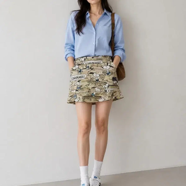 [BUNJANG] Pearly Gates Snoopy Pattern Flare Skirt / 파리게이츠 스누피 패턴 플레어 스커트25