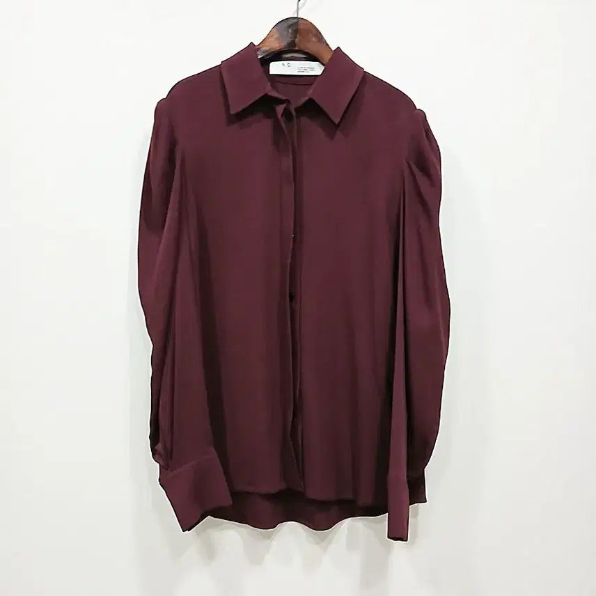 [BUNJANG] IRO Burgundy Puff Sleeve Blouse / 이로 버건디 퍼프소매 블라우스