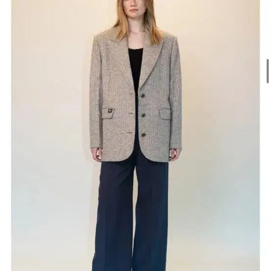 [BUNJANG] Enore MOON Tweed Single Jacket Grey M / 엔오르 MOON 트위드 싱글 자켓 그레이 M 새상품 정가39만8천
