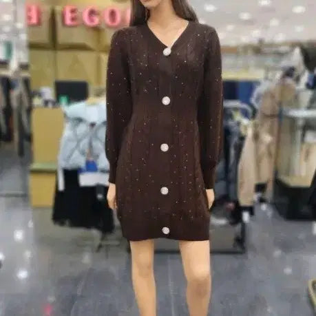 [BUNJANG] Egoist Button Knit Dress / 에고이스트 단추 니트 원피스
