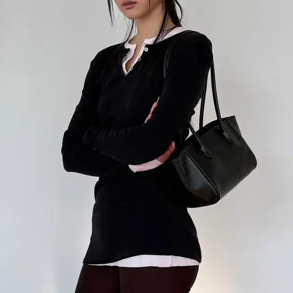 [BUNJANG] PRALUM Lambskin Snack Bag Black / 피알룸 램스킨 스낵백 블랙
