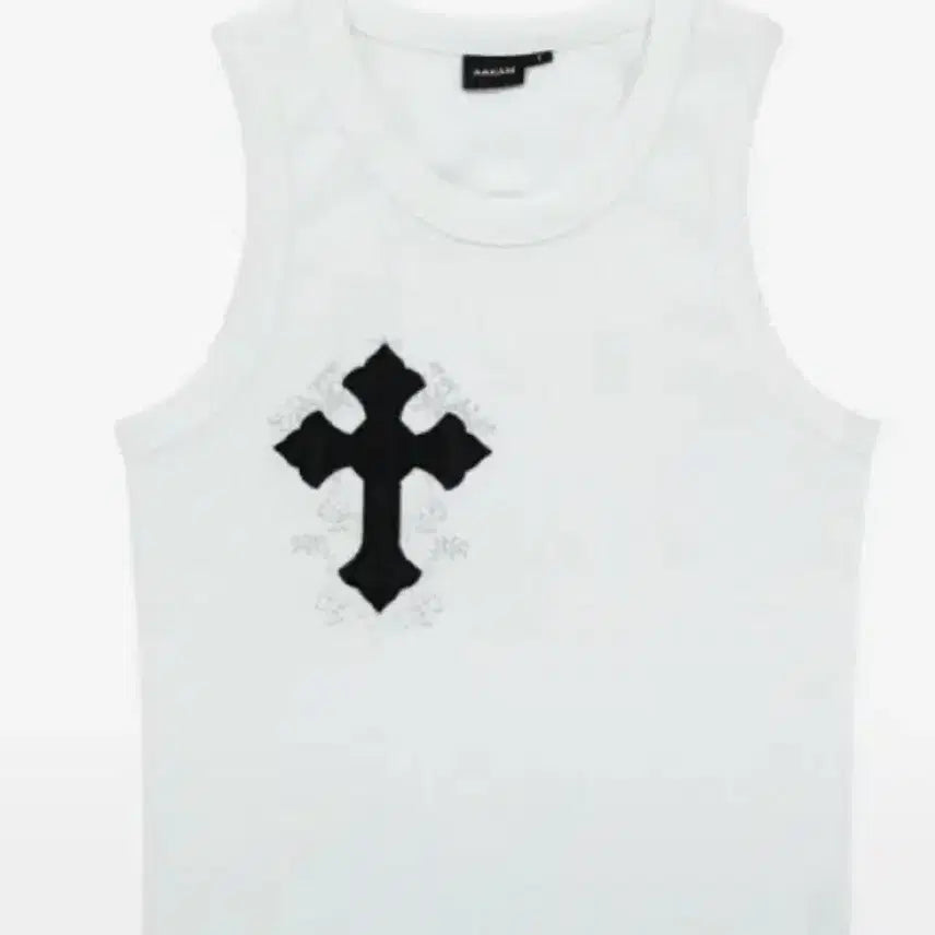 [BUNJANG] Arkham Sleeveless Top White Cross Print / 아캄 나시