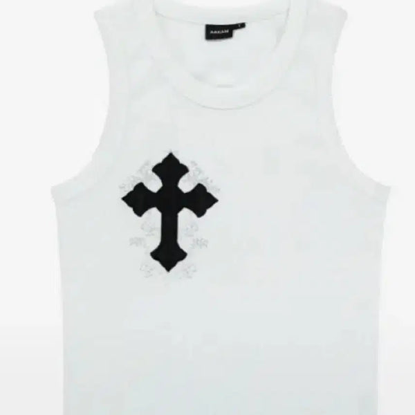 [BUNJANG] Arkham Sleeveless Top White Cross Print / 아캄 나시