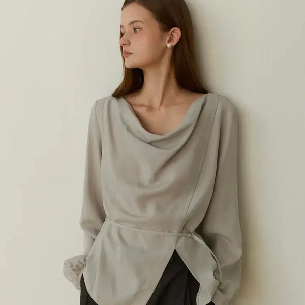[BUNJANG] Edaul Drape Neck Belted Blouse (M) / 어다울 Drape neck belted blouse(M)