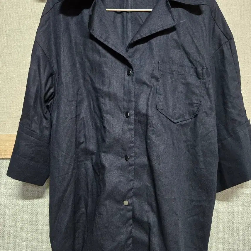 [BUNJANG] LBL Navy 100% Linen Shirt L / LBL 네이비 100% 마 셔츠 L