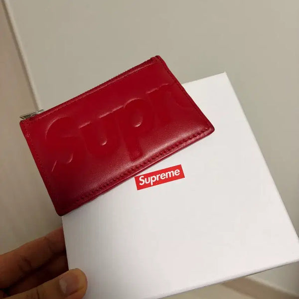 [BUNJANG] Supreme Leather Card Wallet Red / 슈프림 레더 지갑 레드