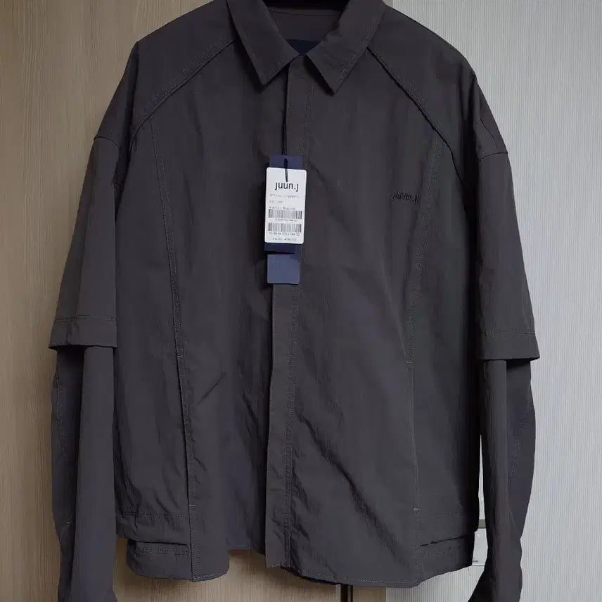 [BUNJANG] Juun.J Layered Nylon Shirt Jacket Dark Grey / [48] 준지 나일론 레이어드 셔츠 자켓 다크 그레이