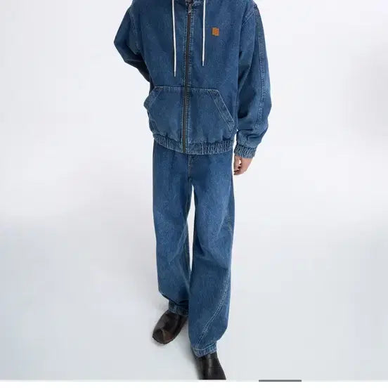 [BUNJANG] Ader Error Denim Hooded Work Jacket Blue / 아더에러 데님 후드 워크 자켓 블루