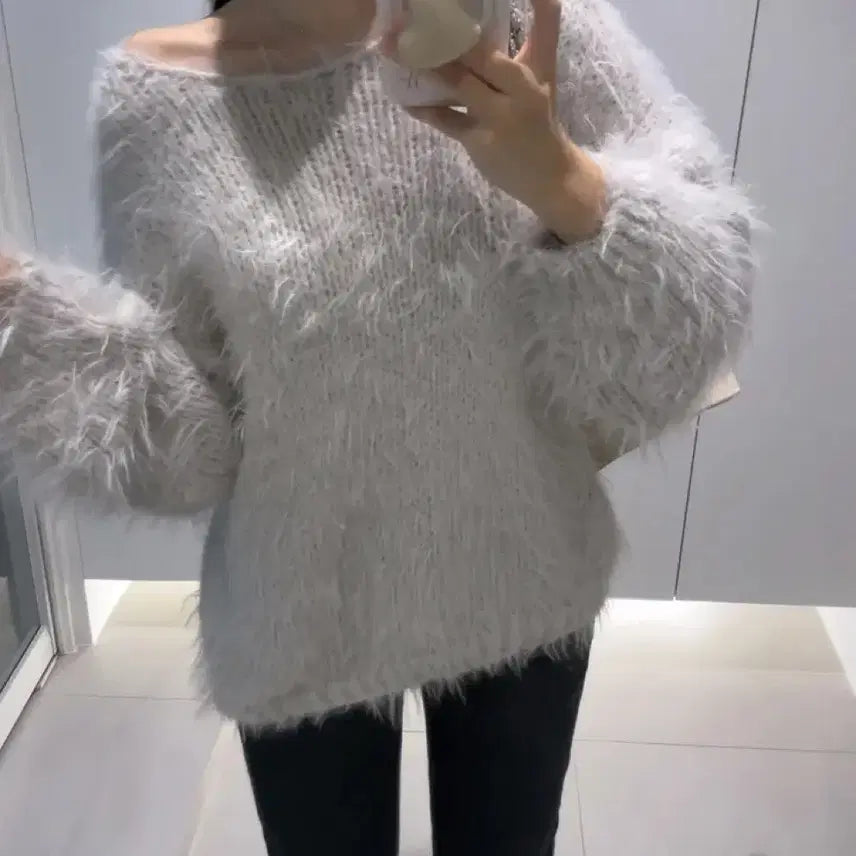 [BUNJANG] Angora Knit Sweater - White / 앙고라니트 화이트