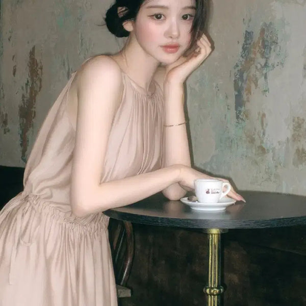 [BUNJANG] MilkCocoa Amelie Beige Drawstring Dress / 밀크코코아 아멜리에 베이지 드로스트링 드레스