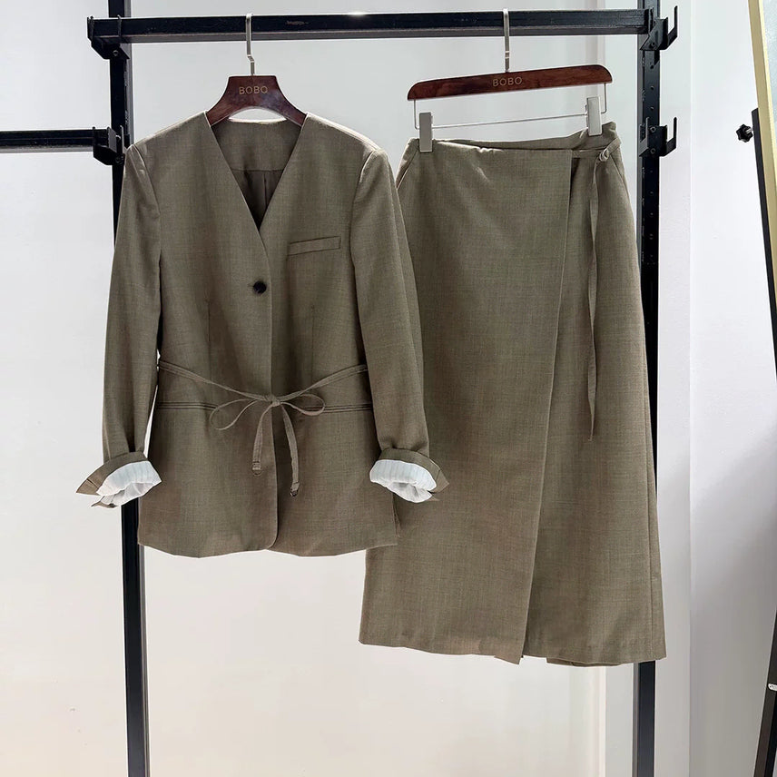 [BUNJANG] JJ J 's Easy Coat Jacket Skirt Set / 제 이 제 이지코트 쟈켓 스커트 세트