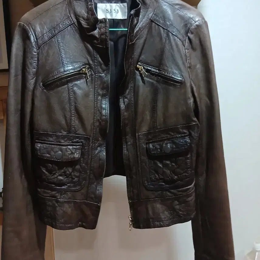 [BUNJANG] SJSJ Brown Leather Jacket / SJSJ브라운 가죽 자켓