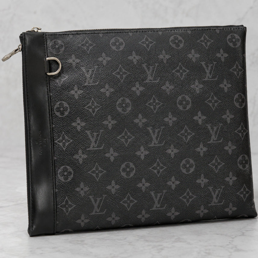 [BUNJANG] Louis Vuitton Monogram Eclipse Clutch Bag (Pochette Voyage / Apollo) - Black / [정품][특가]루이비통 모노그램 이클립스 클러치백 블랙