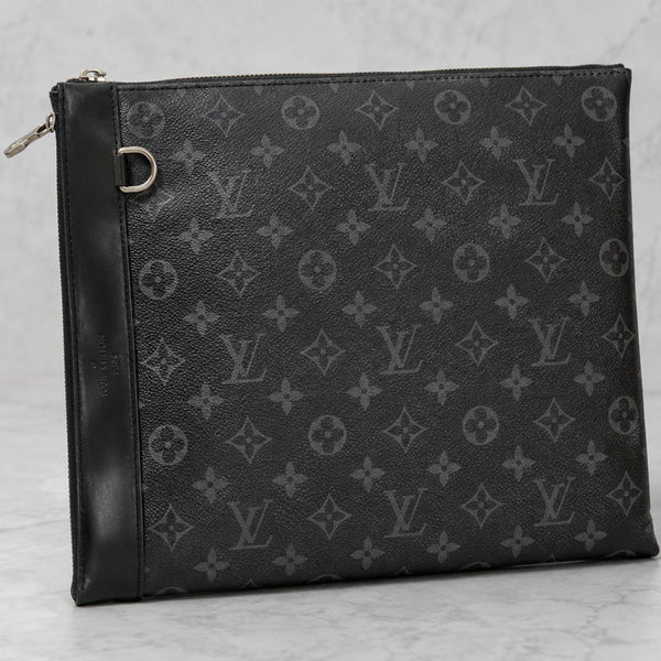 [BUNJANG] Louis Vuitton Monogram Eclipse Clutch Bag (Pochette Voyage / Apollo) - Black / [정품][특가]루이비통 모노그램 이클립스 클러치백 블랙
