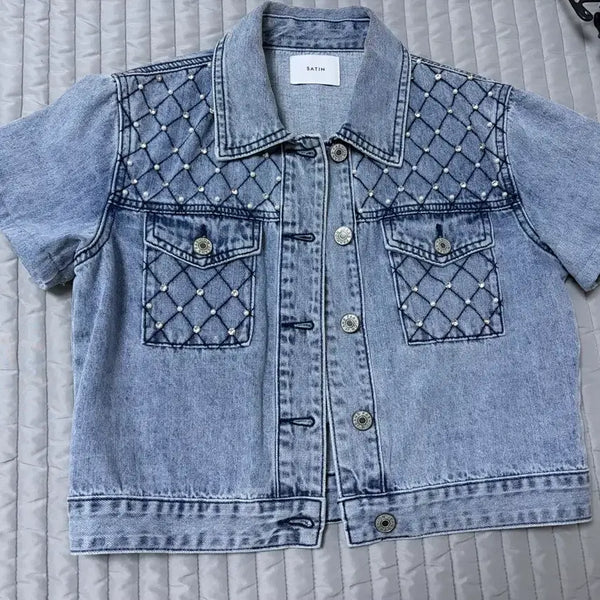 [BUNJANG] Satin Denim Jacket / 샤틴 청자켓