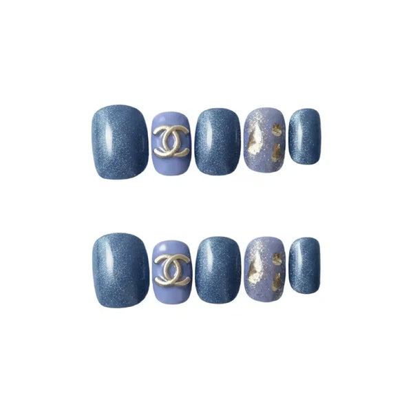 [BUNJANG] Chanel-Style Nail Tips Blue / 샤넬st 네일팁 블루