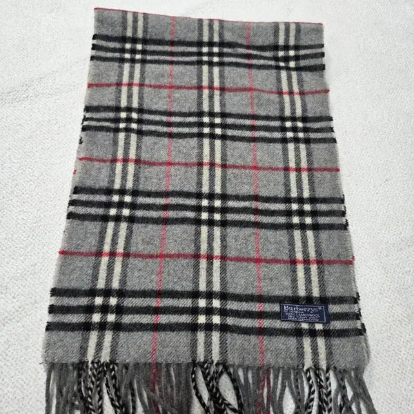 [BUNJANG] Lambswool Burberry Check Muffler Grey / 램스울 버버리 체크 머플러 그레이