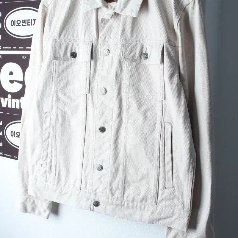 [BUNJANG] TOPTEN Zip-Up Windbreaker Trucker Jacket Ivory / (L-XL) 탑텐 집업 바람막이 점퍼자켓 트러커 아이보리-H37582