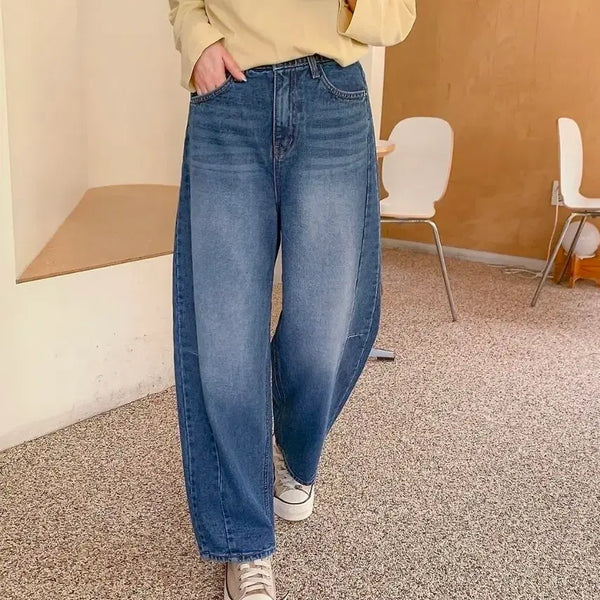 [BUNJANG] Wide Fit Cutout Denim Pants / 청바지 와이드 핏 절개 데님 팬츠