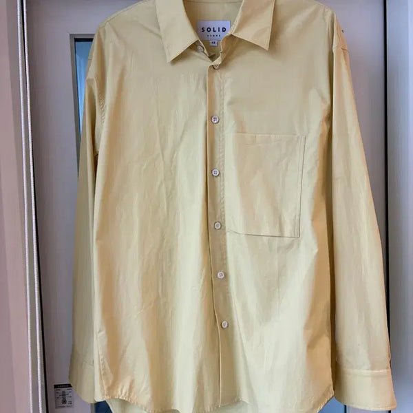 [BUNJANG] Solid Homme Back Logo Shirt Yellow Size 48 / 새상품) 솔리드옴므 백로고 옐로우 셔츠 48