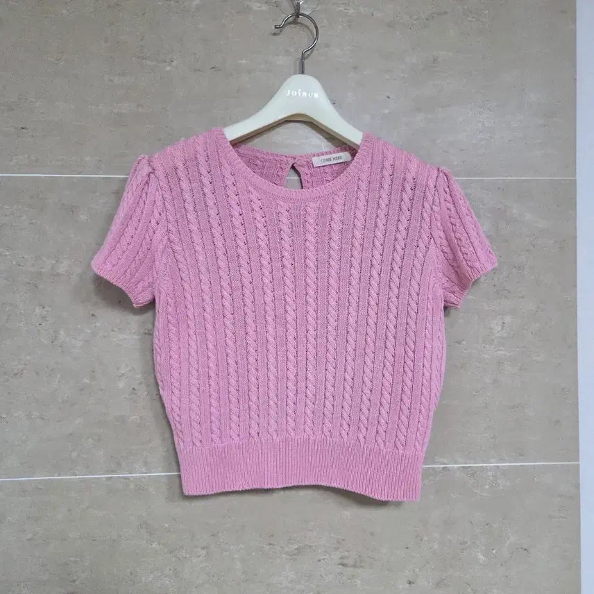 [BUNJANG] Women's Short Sleeve Cable Knit Top / (최상급)여성 니트.여성 니트티.여성 반팔 니트.반팔 케이블니트