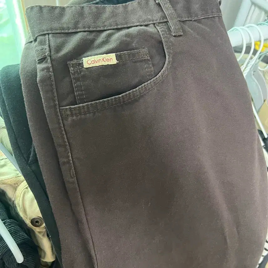 [BUNJANG] Calvin Klein Cotton Pants Brown / 캘빈클라인 면바지 브라운