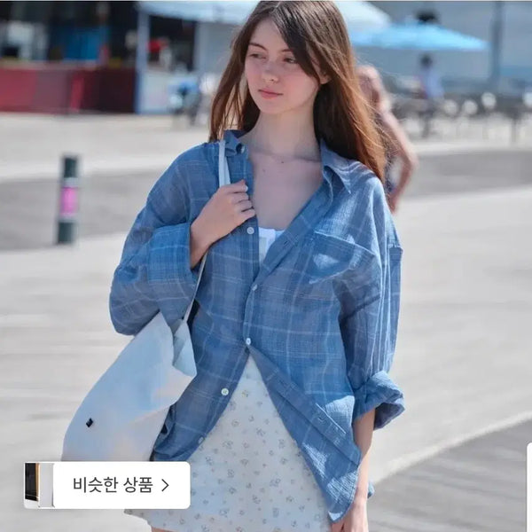 [BUNJANG] LOW CLASSIC Oversized Check Shirt Blue / 로우클래식 로클 오버사이즈 체크셔츠 셔츠 블루