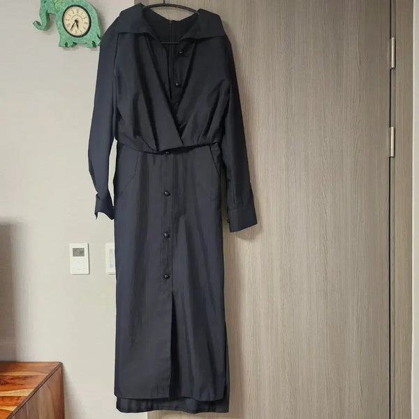[BUNJANG] Women's Long Transitional Dress - Black / 여성 간절기 원피스