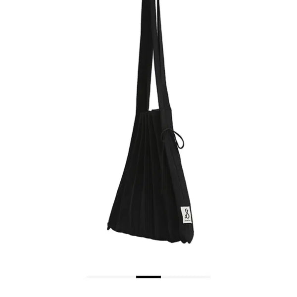 [BUNJANG] Lucky Pleats Knit Shoulder Bag Medium Steary Black / 럭키 플리츠 니트 미디움 스테리 블랙 새상품