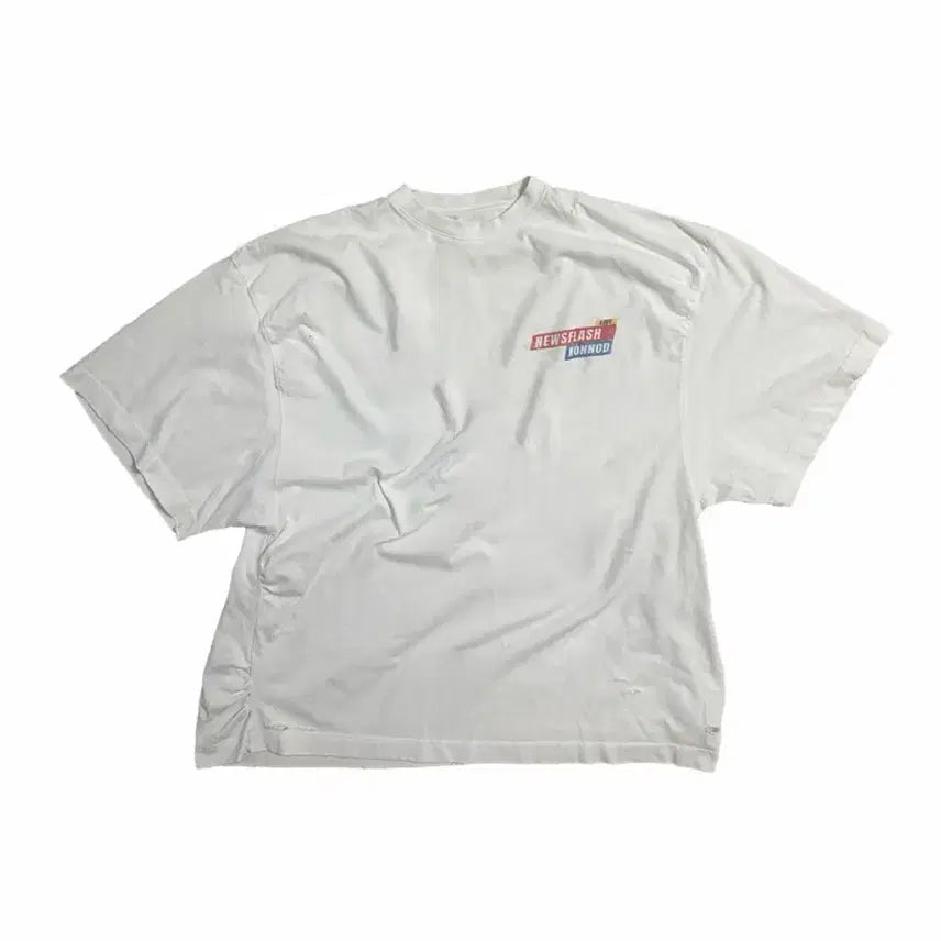 [BUNJANG] Nonnode Percuring News Washed White T-Shirt / (2) 논노드 퍼커링 뉴스 플래쉬 워시드 화이트