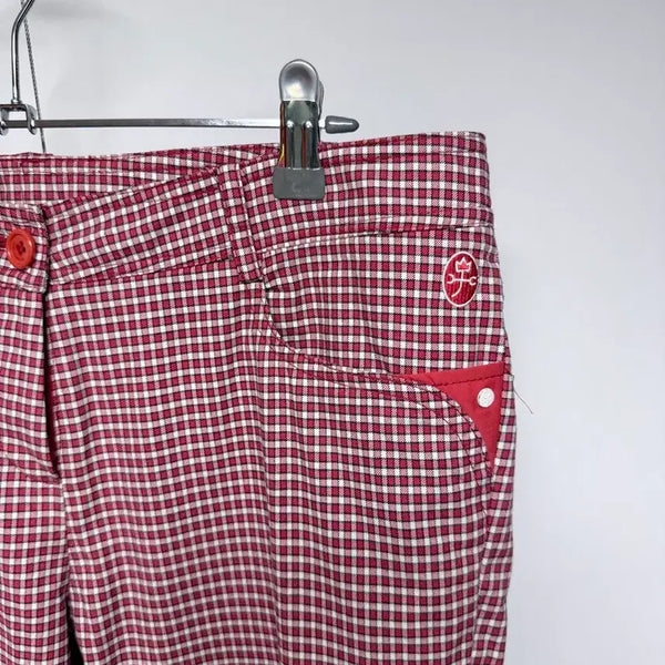 [BUNJANG] Castelbajac Golf Wear Women's Red Check Skinny Fit Golf Pants / 까스텔바작 골프웨어 스키니핏 체크 골프 팬츠 66사이즈 레드