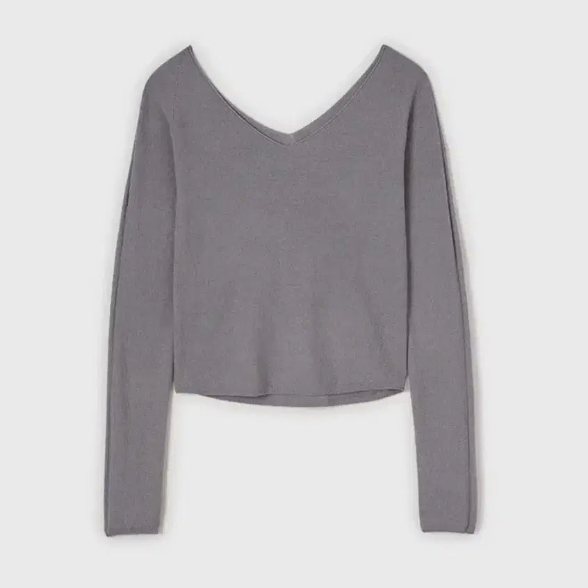 [BUNJANG] LFM Wide V-Neck Knit - Gray / LFM Wide V-Neck Knit