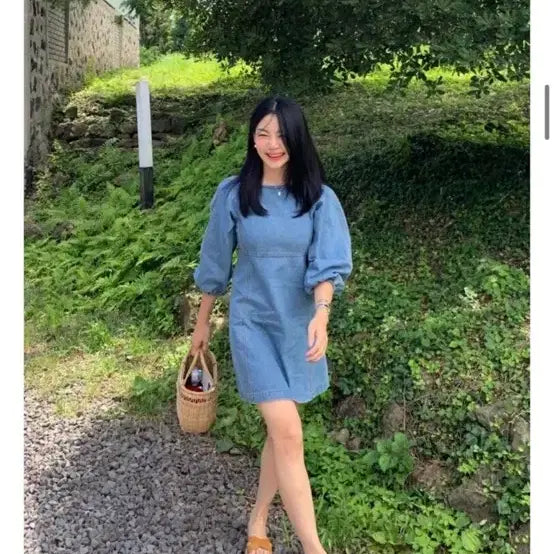 [BUNJANG] Celine & Lyon Cotton Dress / 셀리앤리옹 청 원피스