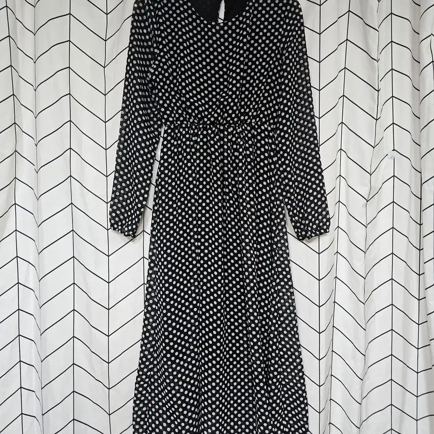 [BUNJANG] Dot Long Dress Black / 진짜만원 도트 롱원피스 블랙