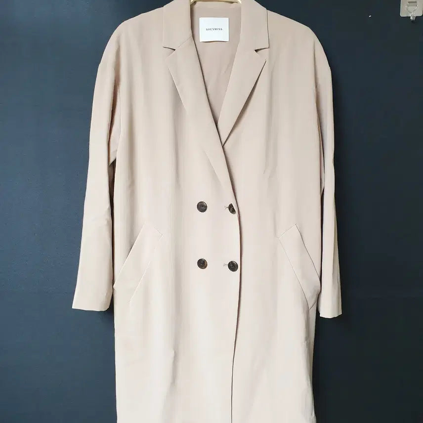 [BUNJANG] She's Miss Double-Button Collar Jacket Beige / 진짜만원 쉬즈미스 더블단추 카라 자켓 55 베이지