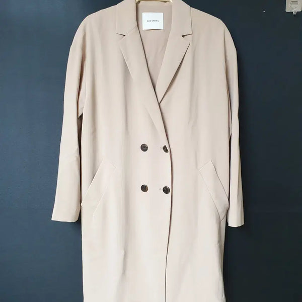 [BUNJANG] She's Miss Double-Button Collar Jacket Beige / 진짜만원 쉬즈미스 더블단추 카라 자켓 55 베이지