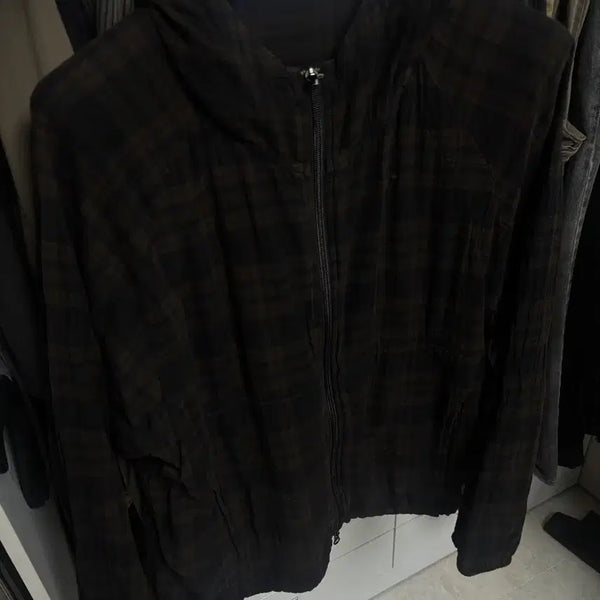 [BUNJANG] Politeru Human Index Check Hoodie Parka Brown First Edition / [2] 폴리테루 휴먼인덱스 체크 후디 파카 브라운 초판