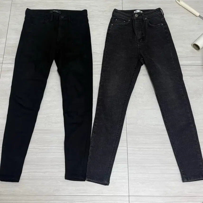 [BUNJANG] Black & Dark Wash Denim Pants Set / 블랙/흑청 데님 팬츠 2개 세트