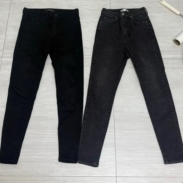 [BUNJANG] Black & Dark Wash Denim Pants Set / 블랙/흑청 데님 팬츠 2개 세트