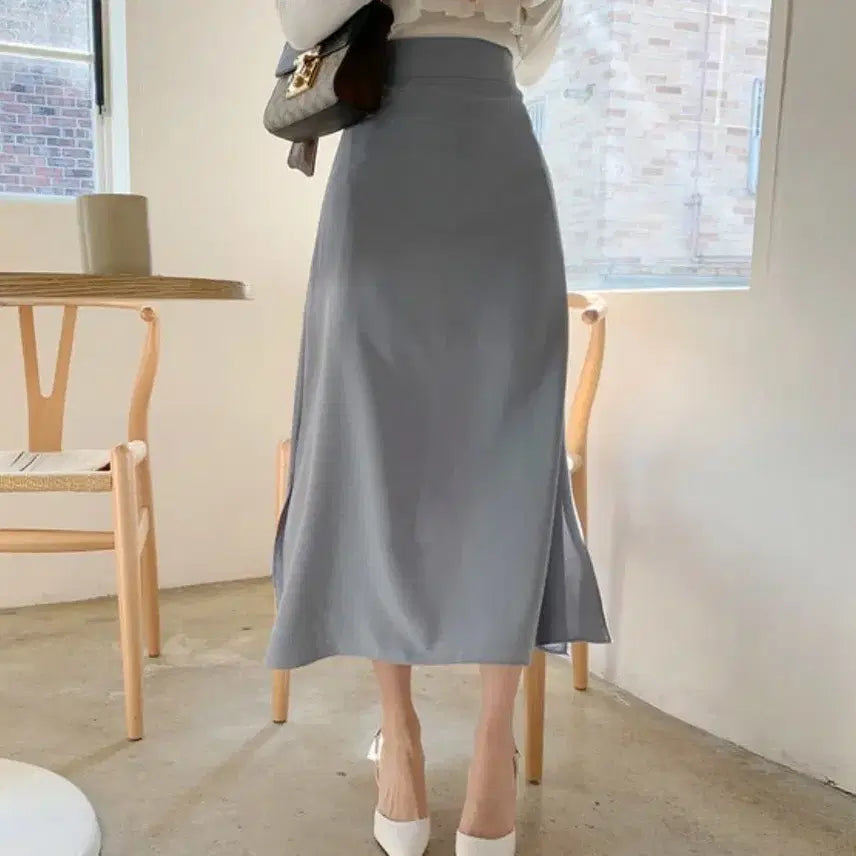 [BUNJANG] Yovelim Flare Long Skirt - Sky Blue / 요블림 플레어 롱 스커트 소라