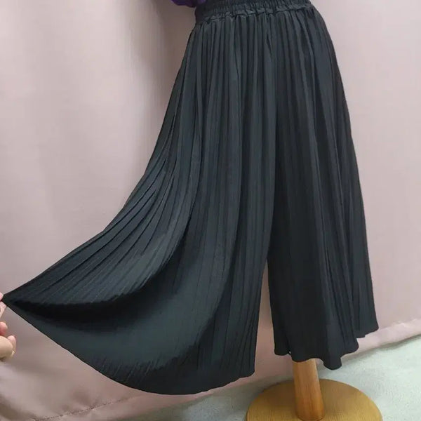 [BUNJANG] Black Pleated Culottes Skirt Pants / 블랙 플리츠 큐롯 팬츠 치마바지