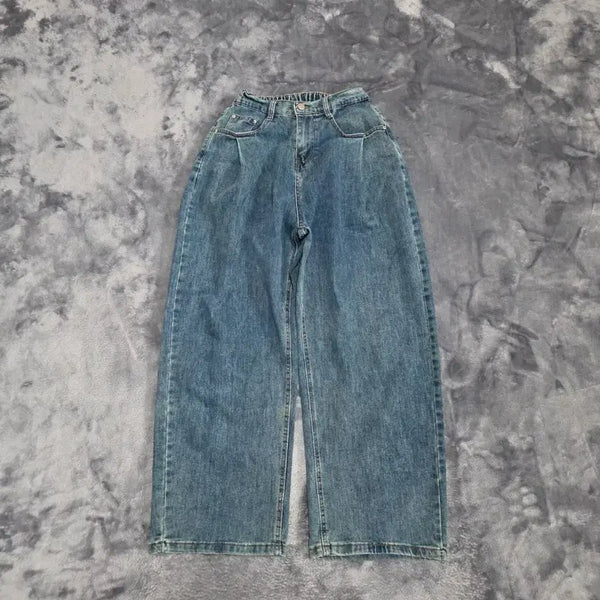 [BUNJANG] Women's Banding Wide Denim Pants / (S)여성 밴딩 와이드 데님 팬츠