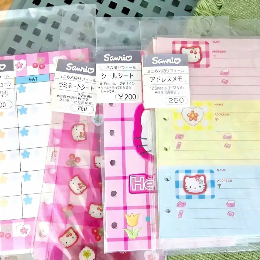 [BUNJANG] Cherry Kitty Tulip Kitty Diary Inserts 4 Types Set / 체리키티 다이어리 속지4종세트, 튤립키티 다이어리 속지