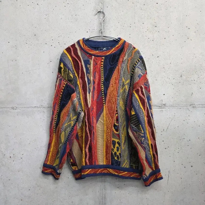[BUNJANG] Carlo Alberto Multicolor Cable Knit Sweater / [s]카를로 알베르트 멀티 컬러 케이블 니트 쿠지