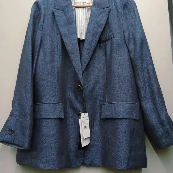 [BUNJANG] Taharri 100% Linen Women's Jacket Navy / (새상품)타하리 린넨100% 여성 자켓 100